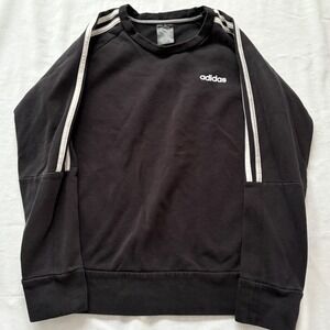 Adidas Black Crewneck Sweatshirt with White Stripes Size S